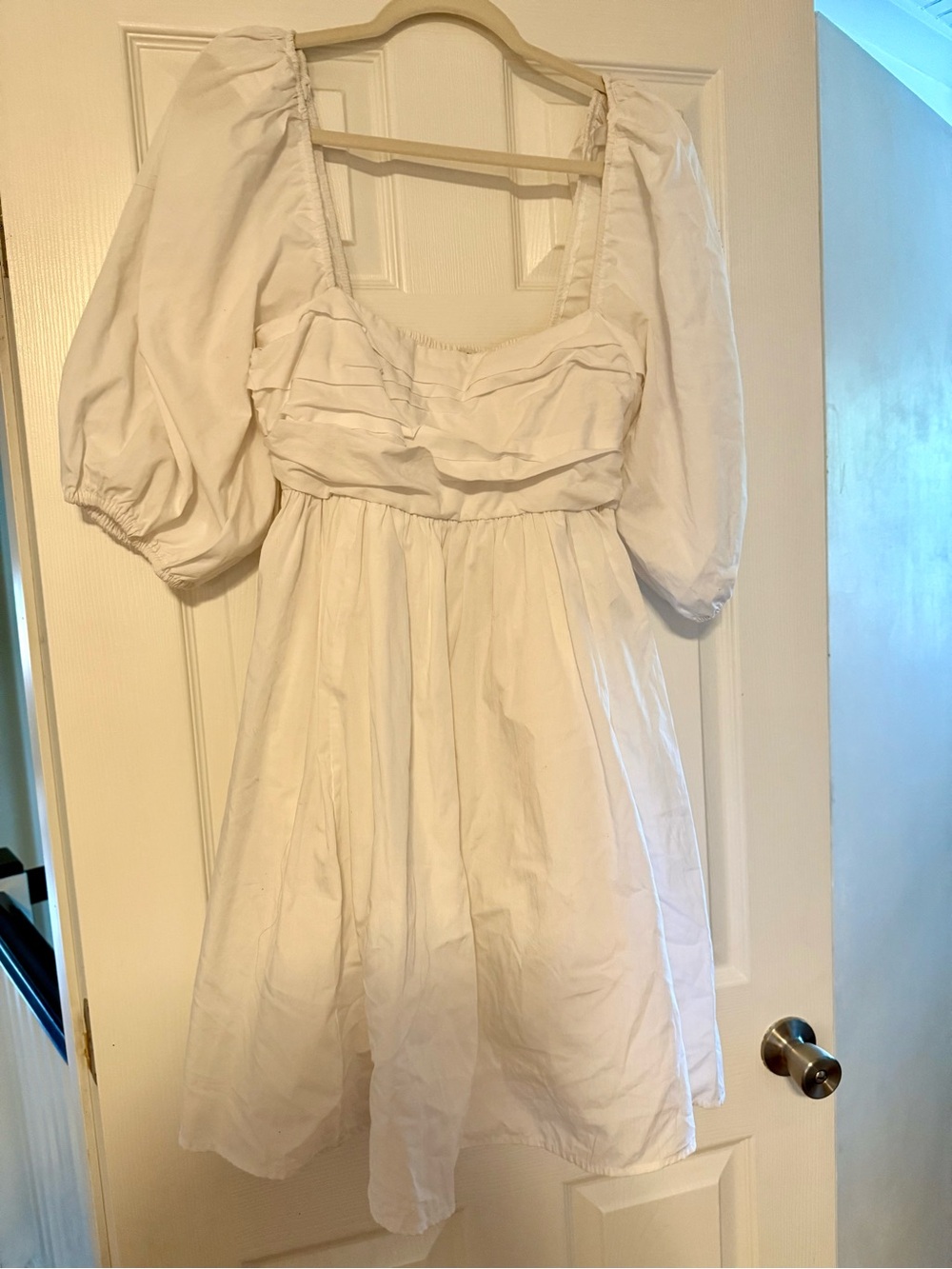 Abercrombie & Fitch White Puff Sleeve Cotton Dress